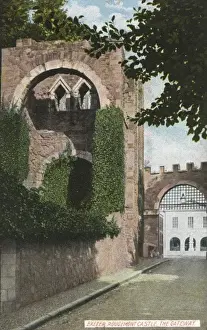 Drucke von Rougemont Burg, Exeter, Devon - Die Tür/Geschloss. Erst erbaut wurde er im Jahr 1068 zum Unterstützen von Wilhelm dem Eroberer die Kontrolle über die Stadt zu wahren. Datum: um das Jahr 1910 Exeter Drucke: Rougemont-Kastell, Exeter, Devon - Die Tore