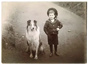 Historical Dog Images Drucke: Rough Collie and Boy