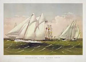 Historical Maritime Photography Drucke: Rounding the light ship