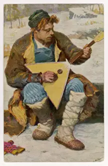 Russian Musician Drucke: Russian Balalaika Player
