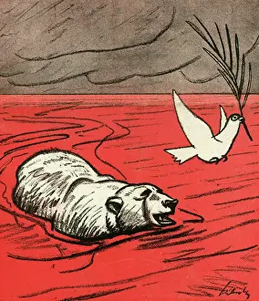 Russian Bear Cartoon Drucke: Russian Bear Seeks Peace
