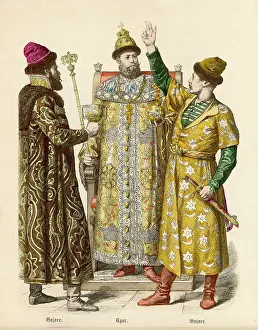 Traditional Russian Clothing Drucke: Russian Czar & Boyars