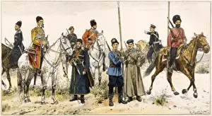 Russian Imperial Guard Drucke: Russian Guards & Cossack