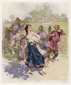 Drucke von Ein Bauern Tanz im kleinen Russland (Südwest-Russland einschließlich der Ukraine) Tanz Drucke: Russischer Bauern Tanz