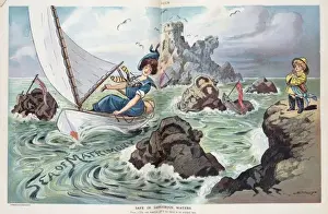 Puck Magazine Artwork Drucke: Safe in dangerous waters