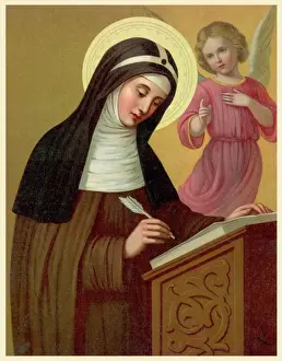 Mary Evans Prints Online Sale Drucke: Saint Brigid Writing