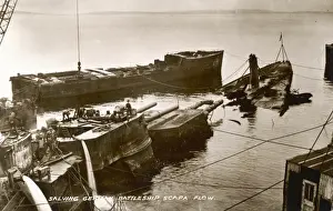 World War I Naval History Drucke: Salvaging Battleships