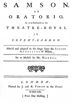 Covent Garden Theatre Drucke: Samson - an oratorio