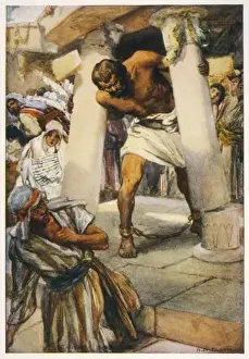 Historical Biblical Events Drucke: Samson Pulls down Temple