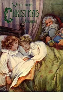 Early 20th Century Christmas Art Drucke: Santas arrival