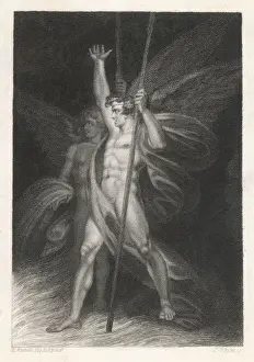 Drucke von Zwei hoch angesehene Dämonen - SATAN und BEELZEBUG wie sie von Milton im Paradiesverlust beschrieben werden Beelzebub Drucke: Satan und Beelzebub