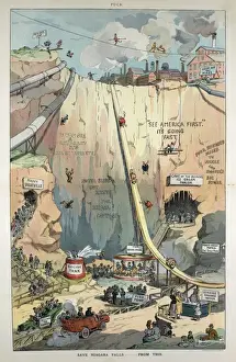 Puck Magazine Illustrations Drucke: Save Niagara Falls - from this