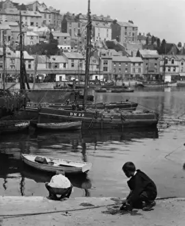 Szene im Hafen von Brixham, Devon