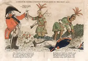 Early American Illustrations Drucke: A scene on the frontiers as practiced by the humane British