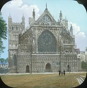 Devon Countryside Scenery Drucke: Scenery of Devon - Exeter Cathedral - The West Front