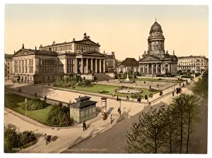 Historical Photochrom Prints Drucke: Schiller Square, Berlin, Germany