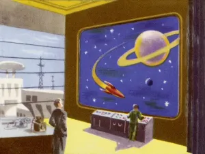 Science Fiction Drucke: Zweidimensionale Fernsehübertragung zwischen Planeten