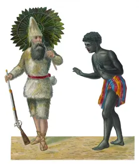 Daniel Defoe Artwork Drucke: Scrap of Crusoe & Friday
