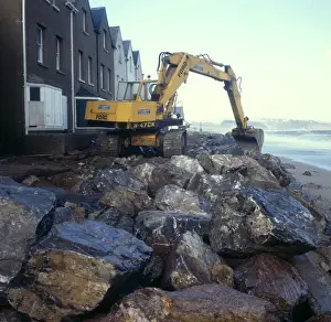 Meeresverteidigungsarbeiten an Torcross im Vereinigten Königreich England