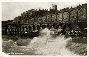 English Seaside History Drucke: Seafront in Rough Sea, Ramsgate, Kent