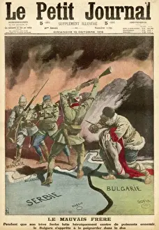 World War I Cartoons Drucke: Serbs Stabbed in Back