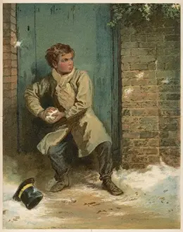 Traditional Christmas Customs Drucke: Servant Snowballed