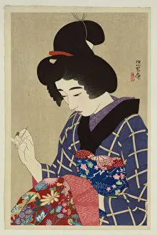 Antique Japanese Woodcuts Drucke: Sewing