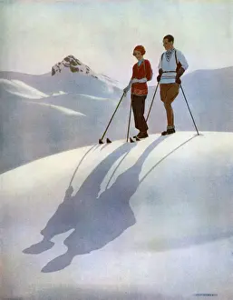 Vintage Skiing Images Drucke: Her Shadows by Pierrot