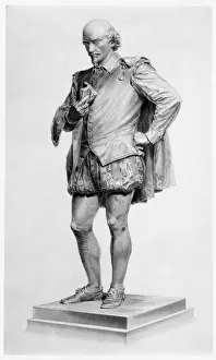 Drucke von WILHELM SCHLEGEL Dramatiker und Dichter Ein volle Figur Statue S Drucke: William Shakespeare / Denkmal