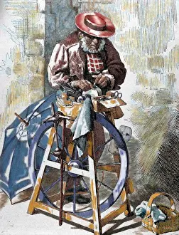 Colored Engraving History Drucke: Sharpener street
