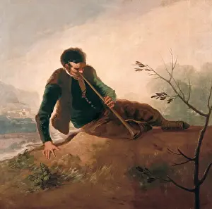 Shepherd Artwork Drucke: Shepherd Blowing a Horn