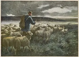Stormy Weather Landscape Drucke: Shepherd and Storm