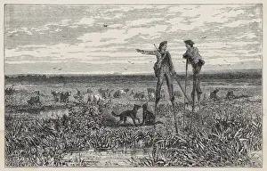 Drucke von Auf den weiten flachen Ebenen von Les Landes im Südwesten Frankreichs verwenden die Schäfer Stelzen, um ihnen ein besseres Sichtfeld für ihre Herden zu bieten Landes Drucke: Schäfer, Les Landes