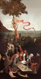 Drucke von Bosch, Hieronymus van Aken genannt (1450-1516). Die Schiff der Narren. Flämische Kunst. Öl auf Holz Hieronymus Bosch Drucke: Die Schippe der Narren