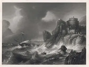 Vintage Nautical Prints Drucke: THE SHIPWRECK C17TH
