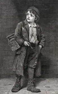 Historical Street Photography Drucke: Shoe-shine boy