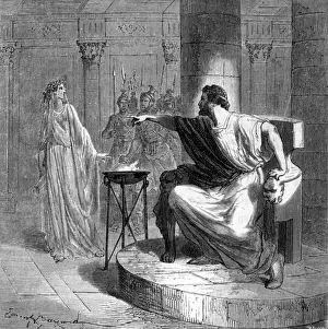 Drucke von Die Sibille von Cumae bietet den sibyllinischen Büchern Tarquinis Superbus die Bücher an; er betrachtet sie zu teuer, aber kauft schließlich eines für das Preis des gesamten Sets Datum : um ca Tarquinius Drucke: Sybille von Cumae