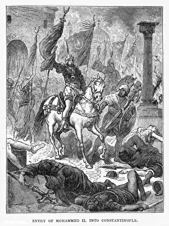Drucke von Eroberung von Konstantinopel Der türkische Suleyman der Zweite betritt die eroberte Stadt nach einer sechswochigen Belagerung Belagerung Und Fall Von Konstantinopel Drucke: Eroberung von Konstantinopel