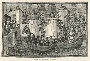 Drucke von Eroberung von Konstantinopel Die türkische Armee unter Sultan Mehmed II belag die byzantinische Stadt Belagerung Und Fall Von Konstantinopel Drucke: Eroberung von Konstantinopel