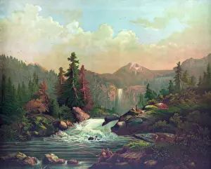 Vintage Mountain Scenery Drucke: Sierra Nevada