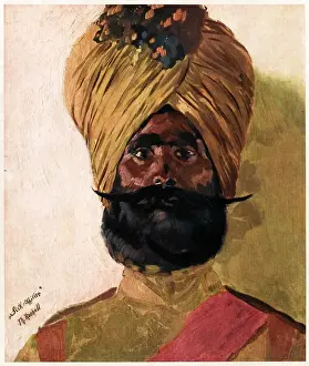 Drucke von Ein sikhischer Offizier aus Indien kämpfte mit den Alliierten im Ersten Weltkrieg Verwandte Bilder Drucke: Sikhsoldat im Ersten Weltkrieg