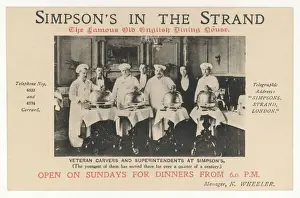 Drucke von Die erfahrenen Schneidern und Superintendanten im Simpsons auf der Strandstraße, dem berühmten Restaurant in London Küche Drucke: Simpsonss Strandescheffe