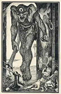 Vintage Nautical Prints Drucke: Sinbad and the Giant