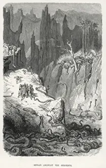 Victorian Art Prints Drucke: Sinbad and Serpents(Dore