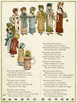 Victorian Children Drucke: Twelve sisters standing hand in hand