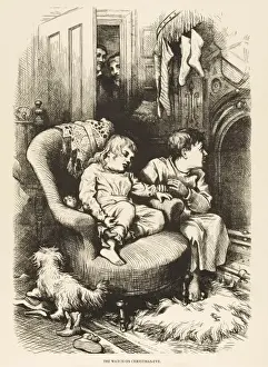Victorian Christmas Drucke: Sitting up for Santa