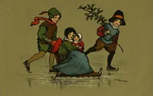 Family Fun In The Snow Drucke: Skating and sledging