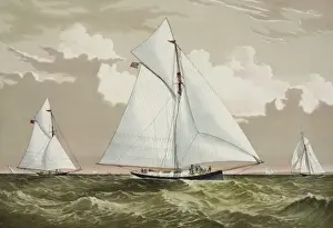 Yacht Racing History Drucke: Sloop yachts Mischief and Atalanta in the race for The Ameri