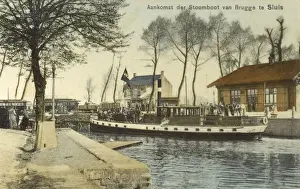 Dutch Harbour Scene Drucke: Sluis - Arrival of the Steamer from Bruges