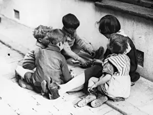 Slums Drucke: Arme Kinder im Slum/Hoxton